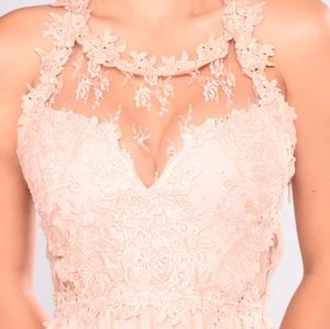 Taupe long lace dress